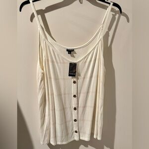Torrid Cream Sleeveless Buttoned Tank Top